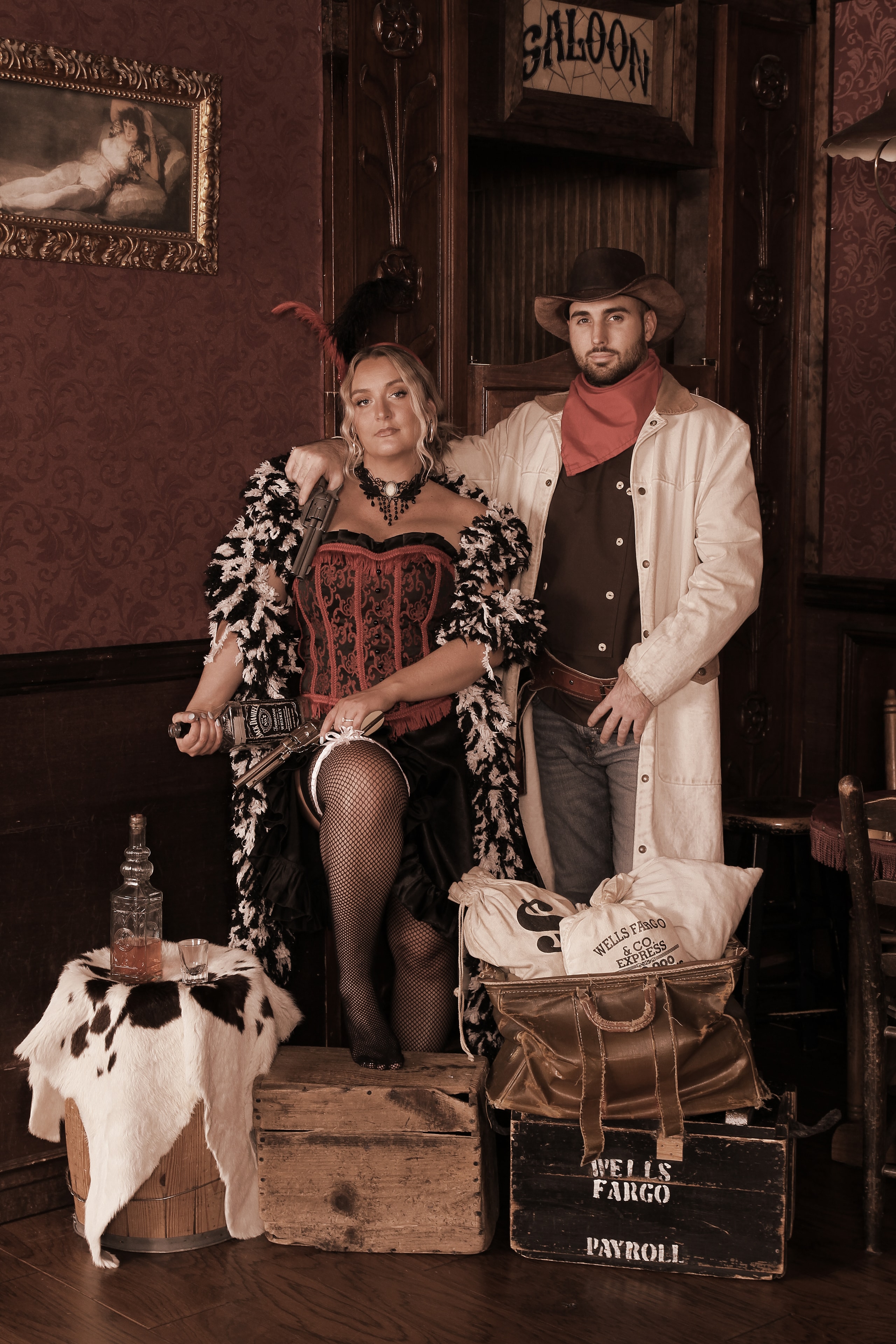 Western saloon couple portrait