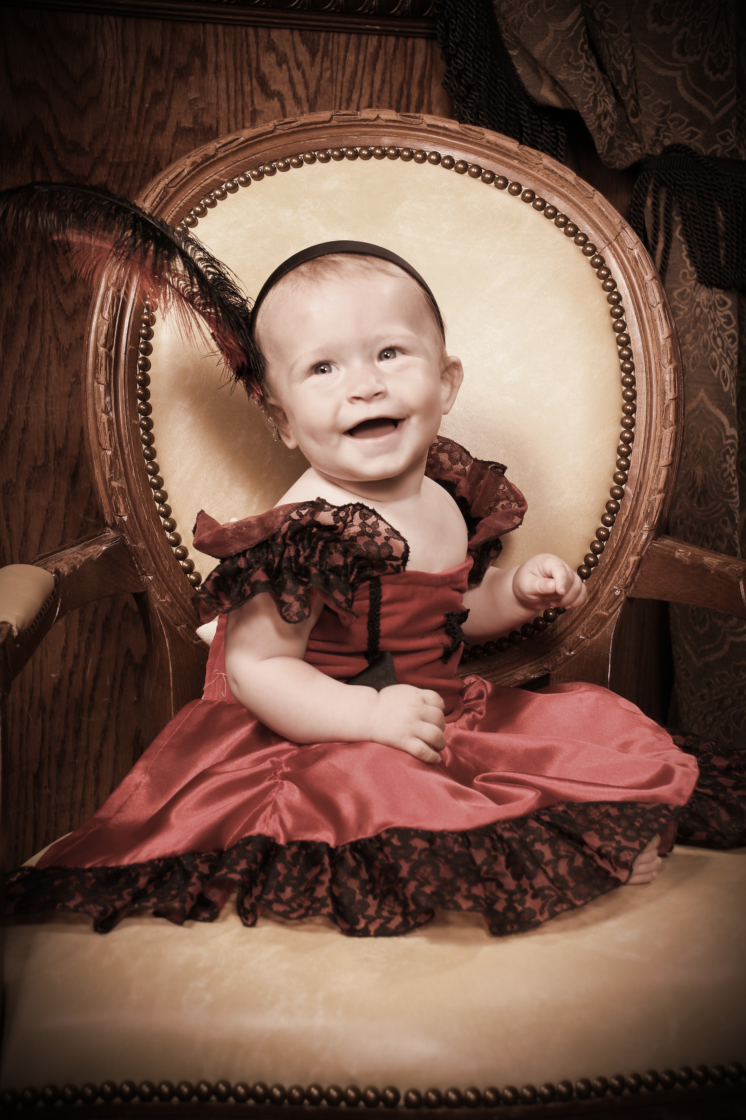 Baby in vintage Victorian dress portrait