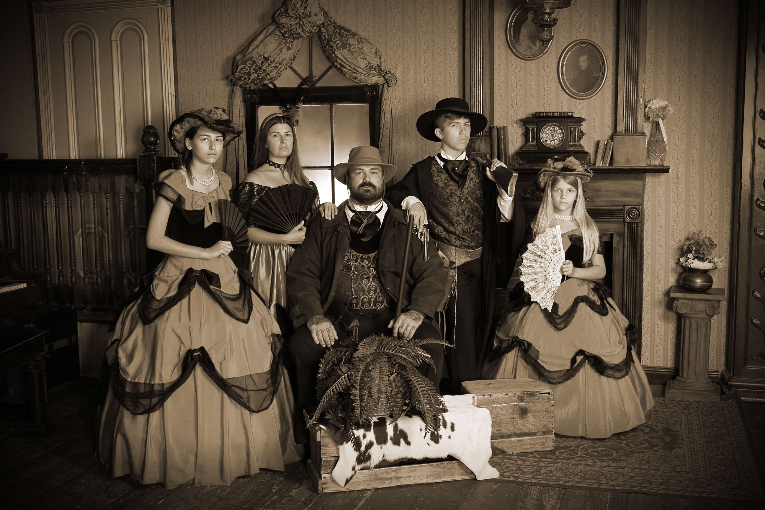 Victorian family portrait in ornate setting