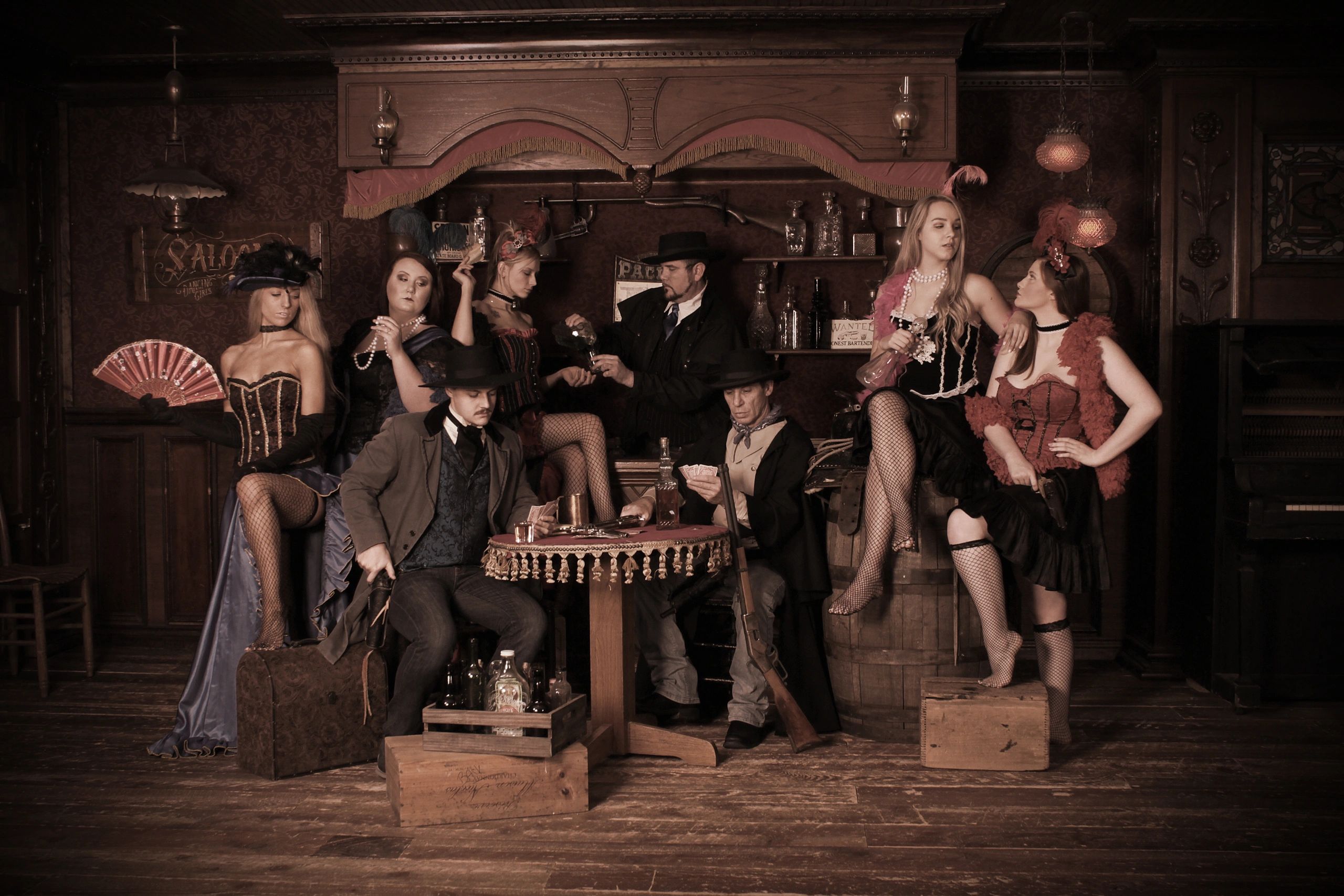 Steampunk saloon group portrait